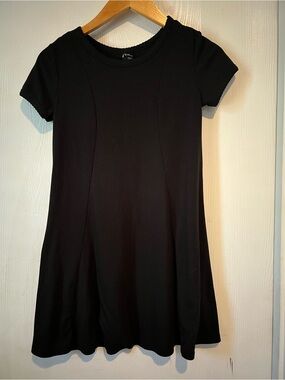 Art Class Black Knit Short Sleeve Ribbed Knee Length Dress Girls Sz 10/12